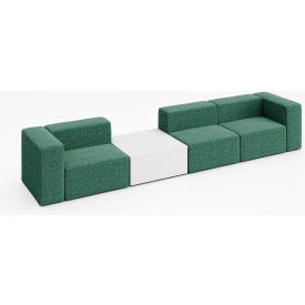 KFI Studios Conversa 3 Person Sofa with White Occasional Table Connelly Peacock Fabric 8000-SET3-Connelly-Peacock-WH-D354