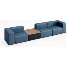 KFI Studios Conversa 3 Person Sofa w/Studio Teak Occasional Table & Power Outlet Dillon Ocean Vinyl 8000-SET3-Dillon-Ocean-BK-7960-2-COVR2UB