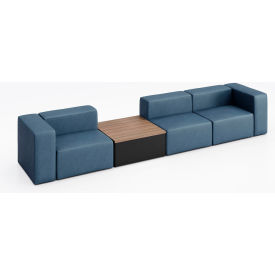 KFI Studios Conversa 3 Person Sofa with Studio Teak Occasional Table Dillon Ocean Vinyl 8000-SET3-Dillon-Ocean-BK-7960
