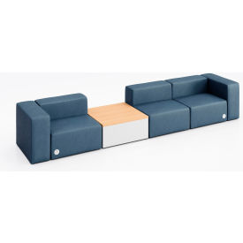 KFI Studios Conversa 3 Person Sofa with Natural Occasional Table & Power Outlet Dillon Ocean Vinyl 8000-SET3-Dillon-Ocean-WH-10776-2-COVR2UGW