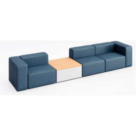 KFI Studios Conversa 3 Person Sofa with Natural Occasional Table Dillon Ocean Vinyl 8000-SET3-Dillon-Ocean-WH-10776