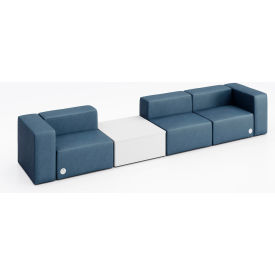 KFI Studios Conversa 3 Person Sofa with White Occasional Table & Power Outlet Dillon Ocean Vinyl 8000-SET3-Dillon-Ocean-WH-D354-2-COVR2UGW
