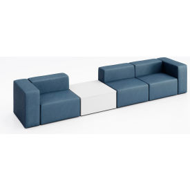 KFI Studios Conversa 3 Person Sofa with White Occasional Table Dillon Ocean Vinyl 8000-SET3-Dillon-Ocean-WH-D354