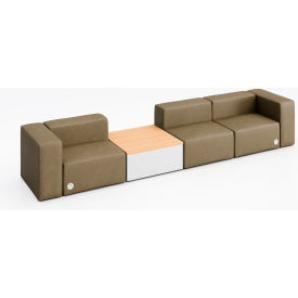 KFI Studios Conversa 3 Person Sofa with Natural Occasional Table & Power Outlet Dillon Safari Vinyl 8000-SET3-Dillon-Safari-WH-10776-2-COVR2UGW
