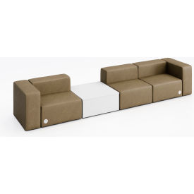 KFI Studios Conversa 3 Person Sofa with White Occasional Table & Power Outlet Dillon Safari Vinyl 8000-SET3-Dillon-Safari-WH-D354-2-COVR2UGW