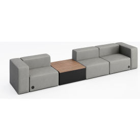 KFI Studios Conversa 3 Person Sofa w/Studio Teak Occasional Table & Power Outlet Dillon Steel Vinyl 8000-SET3-Dillon-Steel-BK-7960-2-COVR2UB