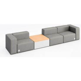 KFI Studios Conversa 3 Person Sofa with Natural Occasional Table & Power Outlet Dillon Steel Vinyl 8000-SET3-Dillon-Steel-WH-10776-2-COVR2UGW