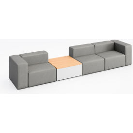KFI Studios Conversa 3 Person Sofa with Natural Occasional Table Dillon Steel Vinyl 8000-SET3-Dillon-Steel-WH-10776