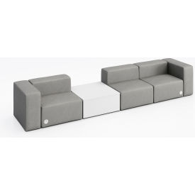 KFI Studios Conversa 3 Person Sofa with White Occasional Table & Power Outlet Dillon Steel Vinyl 8000-SET3-Dillon-Steel-WH-D354-2-COVR2UGW