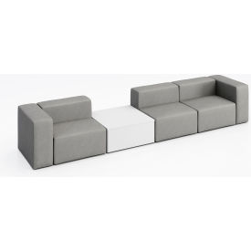 KFI Studios Conversa 3 Person Sofa with White Occasional Table Dillon Steel Vinyl 8000-SET3-Dillon-Steel-WH-D354