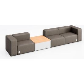 KFI Studios Conversa 3 Person Sofa with Natural Occasional Table & Power Outlet Dillon Storm Vinyl 8000-SET3-Dillon-Storm-WH-10776-2-COVR2UGW