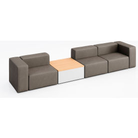 KFI Studios Conversa 3 Person Sofa with Natural Occasional Table Dillon Storm Vinyl 8000-SET3-Dillon-Storm-WH-10776