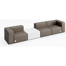 KFI Studios Conversa 3 Person Sofa with White Occasional Table & Power Outlet Dillon Storm Vinyl 8000-SET3-Dillon-Storm-WH-D354-2-COVR2UGW