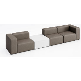 KFI Studios Conversa 3 Person Sofa with White Occasional Table Dillon Storm Vinyl 8000-SET3-Dillon-Storm-WH-D354