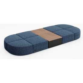 KFI Studios 8 Person Modular Seating with Studio Teak Table & Power Outlet Connelly Blue Jay Fabric 8000-SET32-Connelly-BlueJay-BK-7960-4-COVR2UB