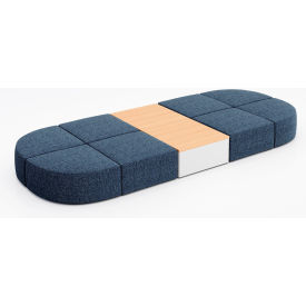 KFI Studios Conversa 8 Person Modular Seating w/ Natural Occasional Table Connelly Blue Jay Fabric 8000-SET32-Connelly-BlueJay-WH-10776