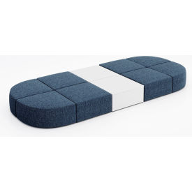 KFI Studios Conversa 8 Person Modular Seating with White Occasional Table Connelly Blue Jay Fabric 8000-SET32-Connelly-BlueJay-WH-D354