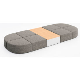 KFI Studios Conversa 8 Person Modular Seating with Natural Occasional Table Connelly Dove Fabric 8000-SET32-Connelly-Dove-WH-10776