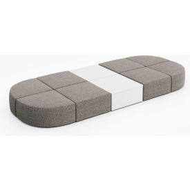 KFI Studios Conversa 8 Person Modular Seating with White Occasional Table Connelly Dove Fabric 8000-SET32-Connelly-Dove-WH-D354