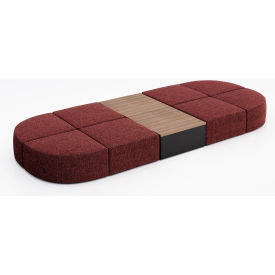 KFI Studios Conversa 8 Person Modular Seating with Studio Teak Table Connelly Firefinch Fabric 8000-SET32-Connelly-Firefinch-BK-7960