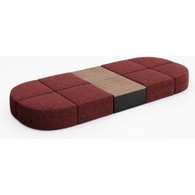 KFI Studios 8 Person Modular Seating w/ Studio Teak Table & Power Outlet Connelly Firefinch Fabric 8000-SET32-Connelly-Firefinch-BK-7960-4-COVR2UB