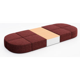 KFI Studios Conversa 8 Person Modular Seating w/ Natural Occasional Table Connelly Firefinch Fabric 8000-SET32-Connelly-Firefinch-WH-10776