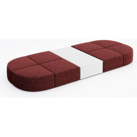 KFI Studios Conversa 8 Person Modular Seating with White Occasional Table Connelly Firefinch Fabric 8000-SET32-Connelly-Firefinch-WH-D354