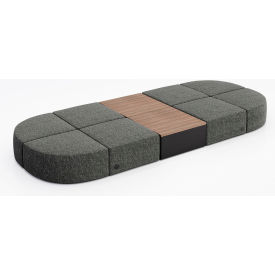 KFI Studios 8 Person Modular Seating with Studio Teak Table & Power Outlet Connelly Owl Fabric 8000-SET32-Connelly-Owl-BK-7960-4-COVR2UB