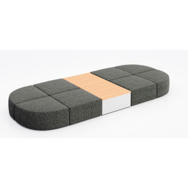 KFI Studios Conversa 8 Person Modular Seating with Natural Occasional Table Connelly Owl Fabric 8000-SET32-Connelly-Owl-WH-10776