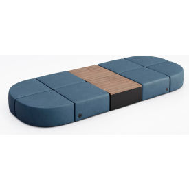 KFI Studios Conversa 8 Person Modular Seating w/Studio Teak Table & Power Outlet Dillon Ocean Vinyl 8000-SET32-Dillon-Ocean-BK-7960-4-COVR2UB