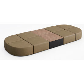 KFI Studios Conversa 8 Person Modular Seating with Studio Teak Occasional Table Dillon Safari Vinyl 8000-SET32-Dillon-Safari-BK-7960