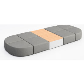 KFI Studios Conversa 8 Person Modular Seating with Natural Occasional Table Dillon Steel Vinyl 8000-SET32-Dillon-Steel-WH-10776