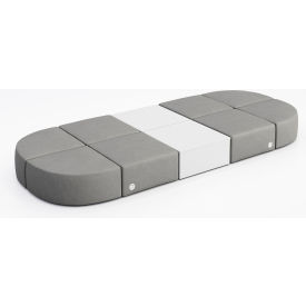 KFI Studios Conversa 8 Person Modular Seating with White Table & Power Outlet Dillon Steel Vinyl 8000-SET32-Dillon-Steel-WH-D354-4-COVR2UGW