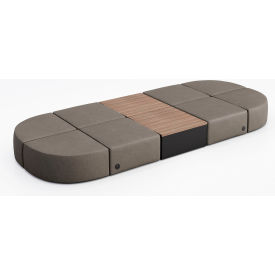 KFI Studios Conversa 8 Person Modular Seating w/Studio Teak Table & Power Outlet Dillon Storm Vinyl 8000-SET32-Dillon-Storm-BK-7960-4-COVR2UB