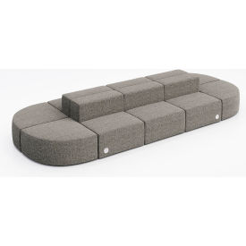 KFI Studios Conversa 10 Person Modular Seating with Power Outlet Connelly Dove Fabric 8000-SET33-Connelly-Dove-4-COVR2UGW
