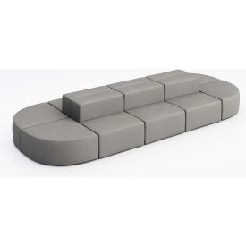 KFI Studios Conversa 10 Person Modular Seating Dillon Steel Vinyl 8000-SET33-Dillon-Steel