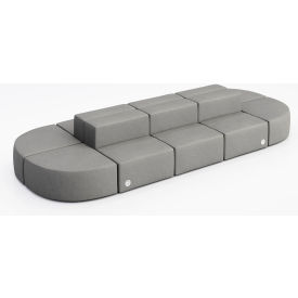 KFI Studios Conversa 10 Person Modular Seating with Power Outlet Dillon Steel Vinyl 8000-SET33-Dillon-Steel-4-COVR2UGW