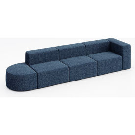 KFI Studios Conversa 4 Person Sofa Connelly Blue Jay Fabric 8000-SET5-Connelly-BlueJay