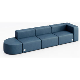 KFI Studios Conversa 4 Person Sofa with Power Outlet Dillon Ocean Vinyl 8000-SET5-Dillon-Ocean-2-COVR2UGW