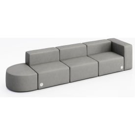 KFI Studios Conversa 4 Person Sofa with Power Outlet Dillon Steel Vinyl 8000-SET5-Dillon-Steel-2-COVR2UGW