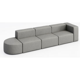 KFI Studios Conversa 4 Person Sofa Dillon Steel Vinyl 8000-SET5-Dillon-Steel