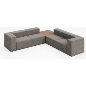 KFI Studios Conversa 4 Person Corner Sofa with Studio Teak Occasional Table Connelly Dove Fabric 8000-SET7-Connelly-Dove-BK-7960