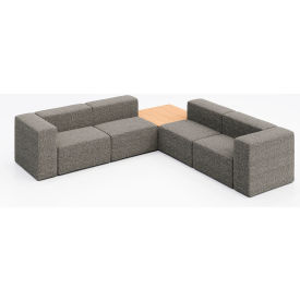 KFI Studios Conversa 4 Person Corner Sofa with Natural Occasional Table Connelly Dove Fabric 8000-SET7-Connelly-Dove-WH-10776