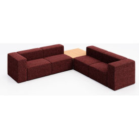 KFI Studios Conversa 4 Person Corner Sofa with Natural Occasional Table Connelly Firefinch Fabric 8000-SET7-Connelly-Firefinch-WH-10776