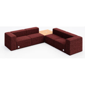 KFI Studios Conversa 4 Person Corner Sofa w/ Natural Table & Power Outlet Connelly Firefinch Fabric 8000-SET7-Connelly-Firefinch-WH-10776-3-COVR2UGW