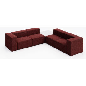 KFI Studios Conversa 4 Person Corner Sofa with White Occasional Table Connelly Firefinch Fabric 8000-SET7-Connelly-Firefinch-WH-D354
