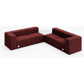 KFI Studios Conversa 4 Person Corner Sofa with White Table & Power Outlet Connelly Firefinch Fabric 8000-SET7-Connelly-Firefinch-WH-D354-3-COVR2UGW