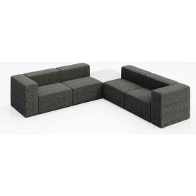 KFI Studios Conversa 4 Person Corner Sofa with White Occasional Table Connelly Owl Fabric 8000-SET7-Connelly-Owl-WH-D354