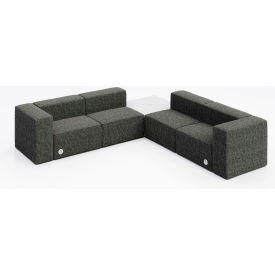 KFI Studios Conversa 4 Person Corner Sofa with White Table & Power Outlet Connelly Owl Fabric 8000-SET7-Connelly-Owl-WH-D354-3-COVR2UGW