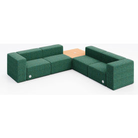 KFI Studios Conversa 4 Person Corner Sofa with Natural Table & Power Outlet Connelly Peacock Fabric 8000-SET7-Connelly-Peacock-WH-10776-3-COVR2UGW